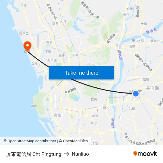 屏東電信局 Cht Pingtung to Nanliao map