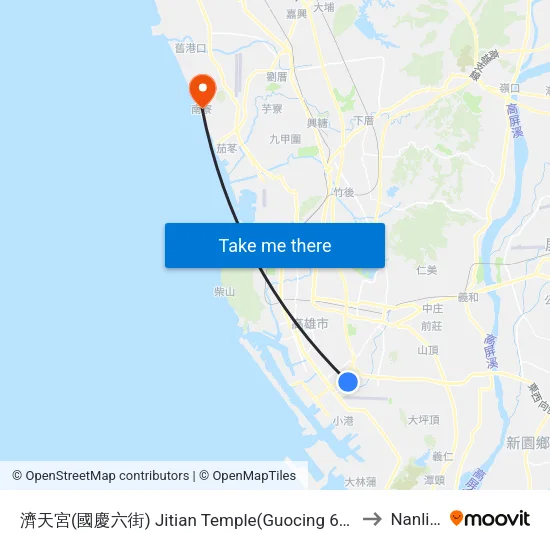 濟天宮(國慶六街) Jitian Temple(Guocing 6the Rd.) to Nanliao map