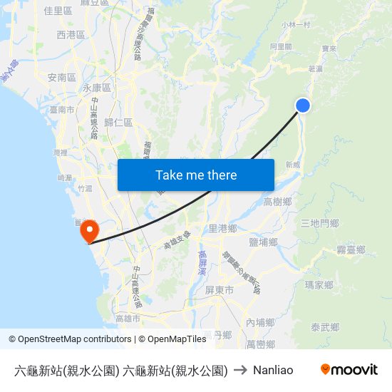 六龜新站(親水公園) 六龜新站(親水公園) to Nanliao map