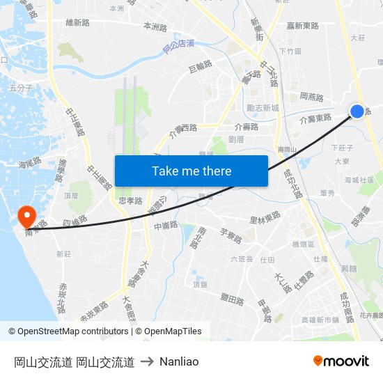 岡山交流道 岡山交流道 to Nanliao map