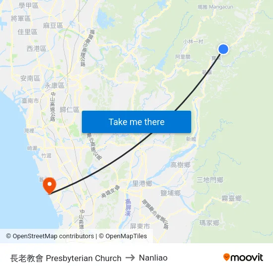 長老教會 Presbyterian Church to Nanliao map