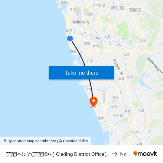 茄萣區公所(茄萣國中) Cieding District Office(Jiading Juinior High School) to Nanliao map
