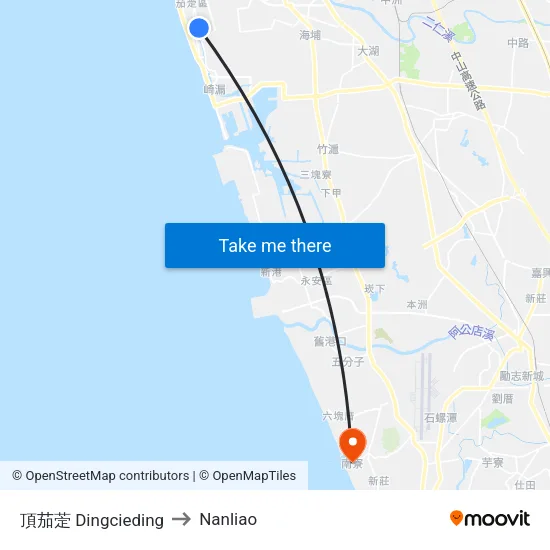 頂茄萣 Dingcieding to Nanliao map