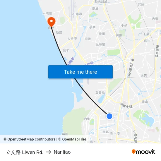 立文路 Liwen Rd. to Nanliao map