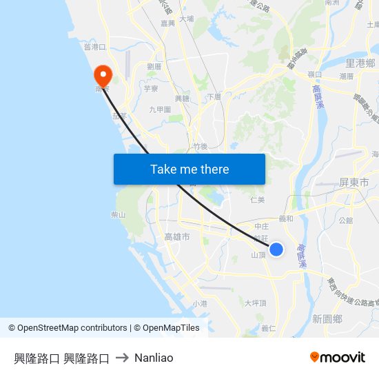 興隆路口 興隆路口 to Nanliao map