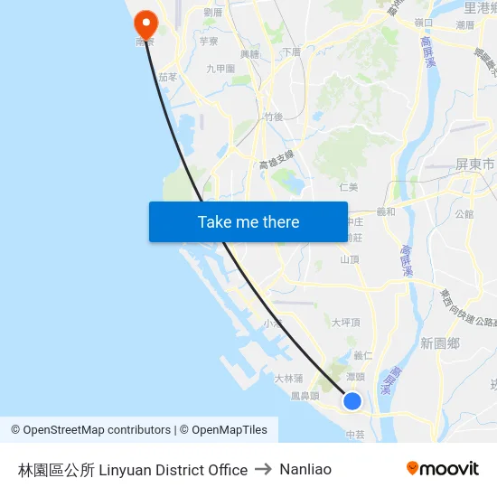 林園區公所 Linyuan District Office to Nanliao map