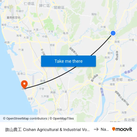 旗山農工 Cishan Agricultural & Industrial Vocational Senior High School to Nanliao map