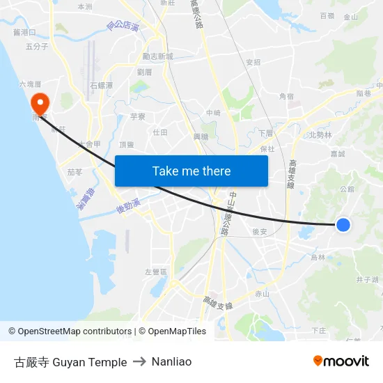 古嚴寺 Guyan Temple to Nanliao map