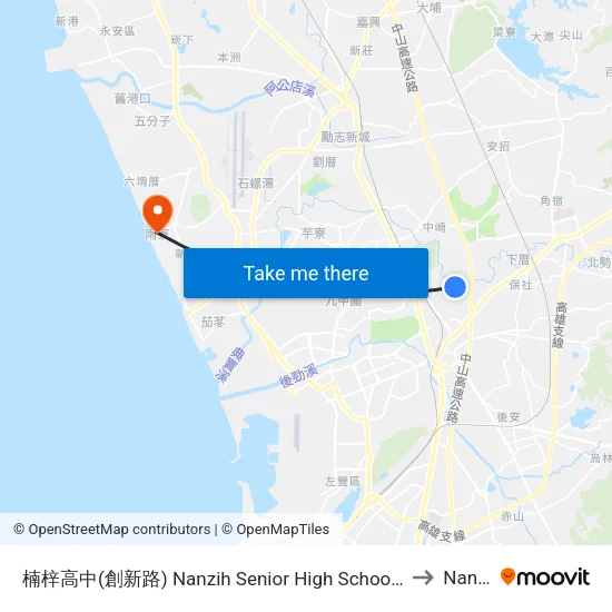 楠梓高中(創新路) Nanzih Senior High School(Chuangsin Rd.) to Nanliao map