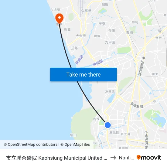 市立聯合醫院 Kaohsiung Municipal United Hospital to Nanliao map