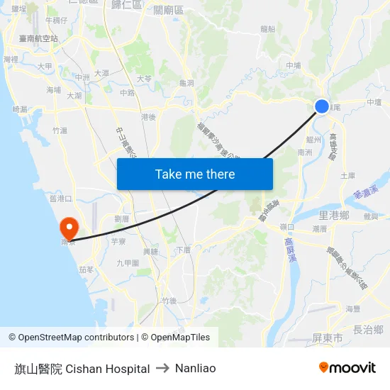 旗山醫院 Cishan Hospital to Nanliao map