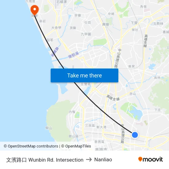 文濱路口 Wunbin Rd. Intersection to Nanliao map