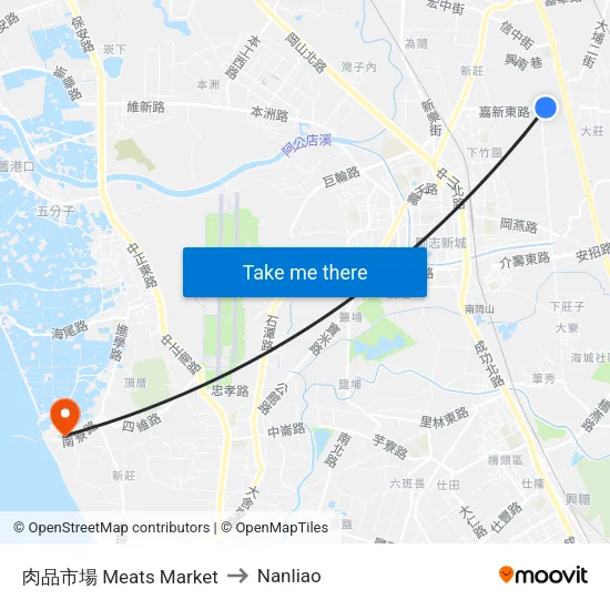 肉品市場 Meats Market to Nanliao map