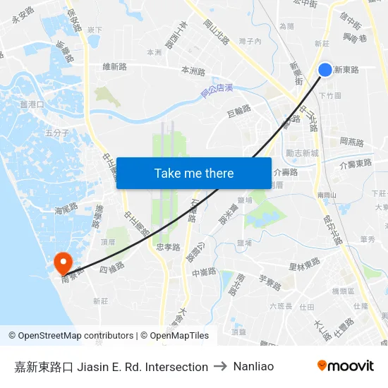 嘉新東路口 Jiasin E. Rd. Intersection to Nanliao map