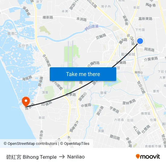 碧紅宮 Bihong Temple to Nanliao map