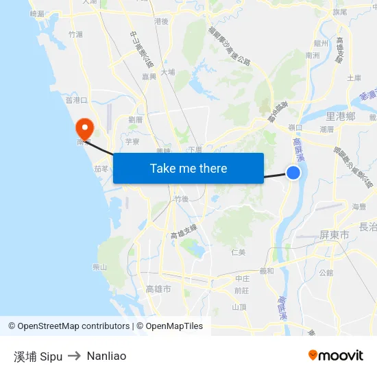 溪埔 Sipu to Nanliao map