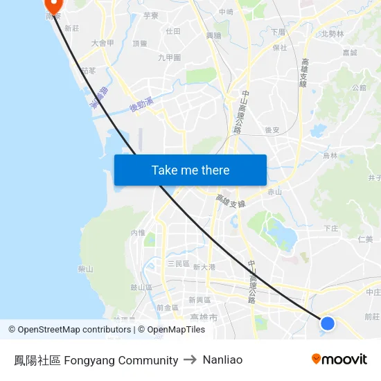 鳳陽社區 Fongyang Community to Nanliao map