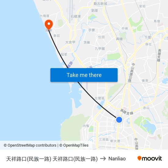 天祥路口(民族一路) 天祥路口(民族一路) to Nanliao map