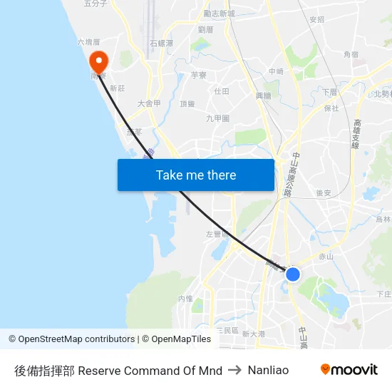 後備指揮部 Reserve Command Of Mnd to Nanliao map