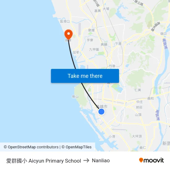 愛群國小 Aicyun Primary School to Nanliao map