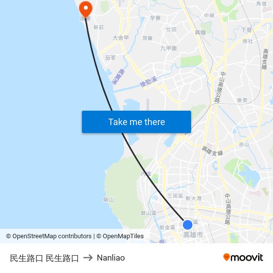 民生路口 民生路口 to Nanliao map