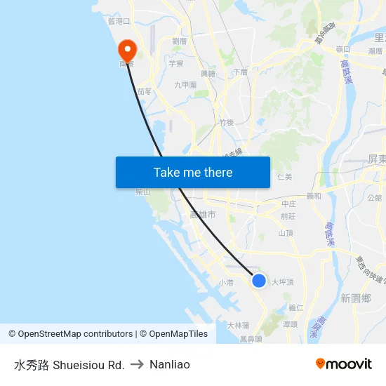 水秀路 Shueisiou Rd. to Nanliao map