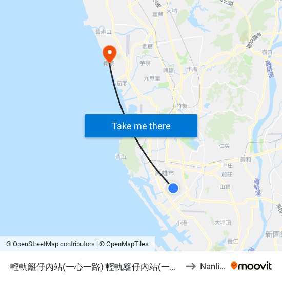 輕軌籬仔內站(一心一路) 輕軌籬仔內站(一心一路) to Nanliao map