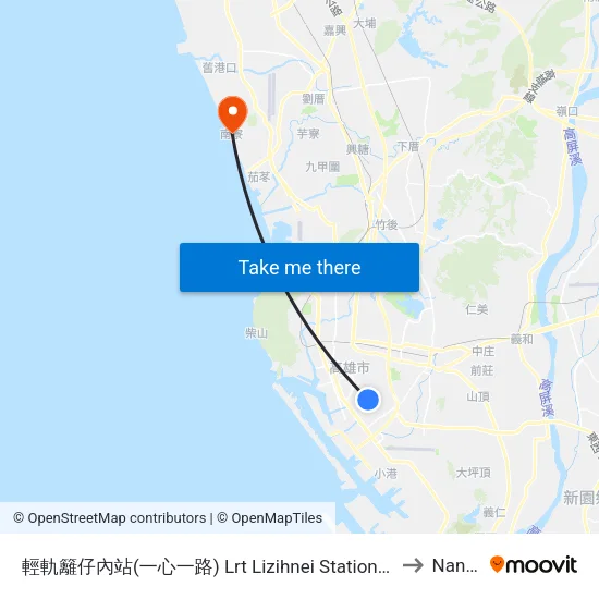 輕軌籬仔內站(一心一路) Lrt Lizihnei Station (Yisin 1st Rd.) to Nanliao map