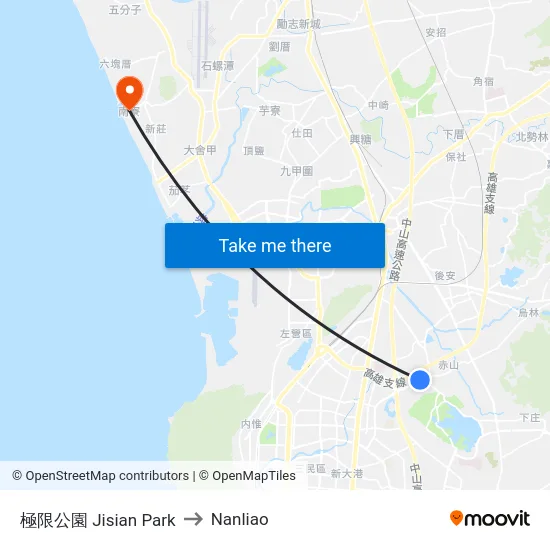 極限公園 Jisian Park to Nanliao map