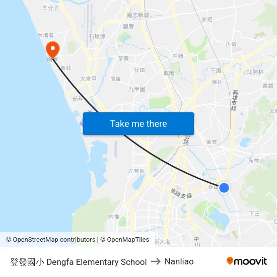 登發國小 Dengfa Elementary School to Nanliao map
