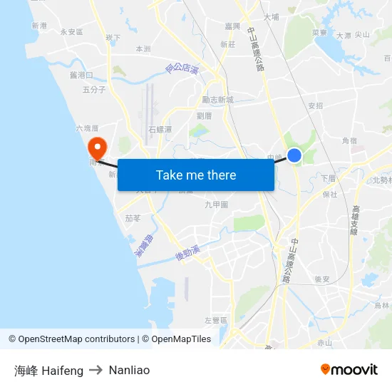 海峰 Haifeng to Nanliao map