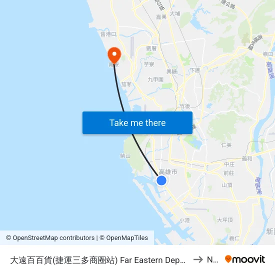 大遠百百貨(捷運三多商圈站) Far Eastern Department Store(Mrt Sandou Shopping District Station) to Nanliao map