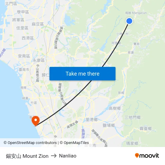 錫安山 Mount Zion to Nanliao map