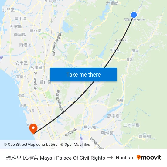 瑪雅里-民權宮 Mayali-Palace Of Civil Rights to Nanliao map