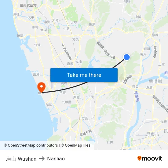 烏山 Wushan to Nanliao map