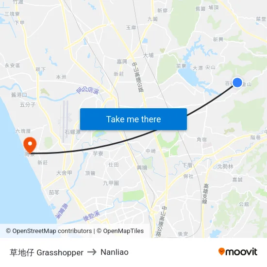 草地仔 Grasshopper to Nanliao map