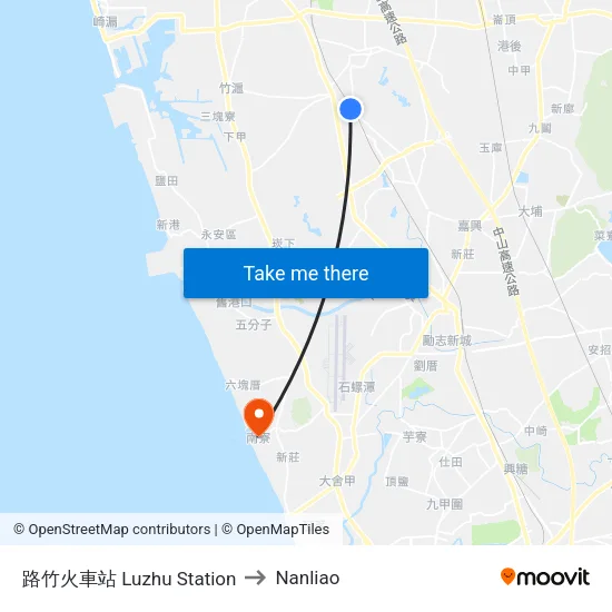 路竹火車站 Luzhu Station to Nanliao map