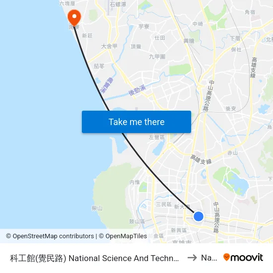 科工館(覺民路) National Science And Technology Museum (Jyuemin Rd.) to Nanliao map