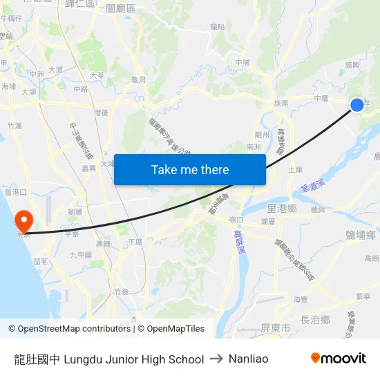 龍肚國中 Lungdu Junior High School to Nanliao map