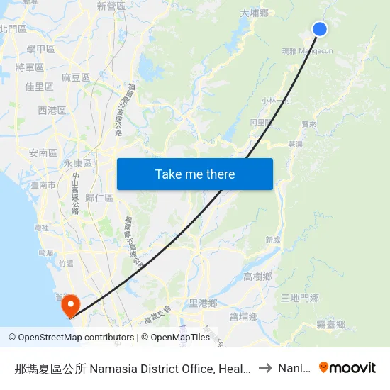 那瑪夏區公所 Namasia District Office, Health Center to Nanliao map