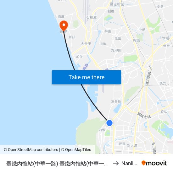 臺鐵內惟站(中華一路) 臺鐵內惟站(中華一路) to Nanliao map
