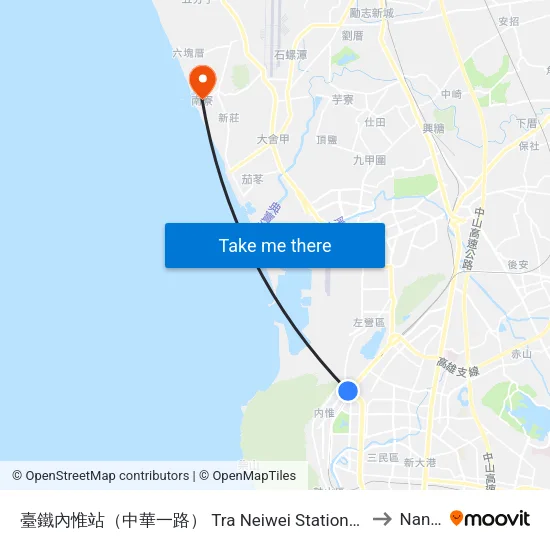 臺鐵內惟站（中華一路） Tra Neiwei Station(Jhonghya 1st Rd.) to Nanliao map