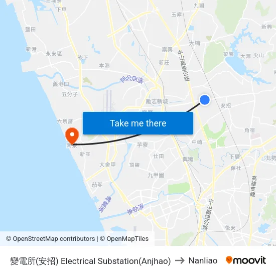 變電所(安招) Electrical Substation(Anjhao) to Nanliao map