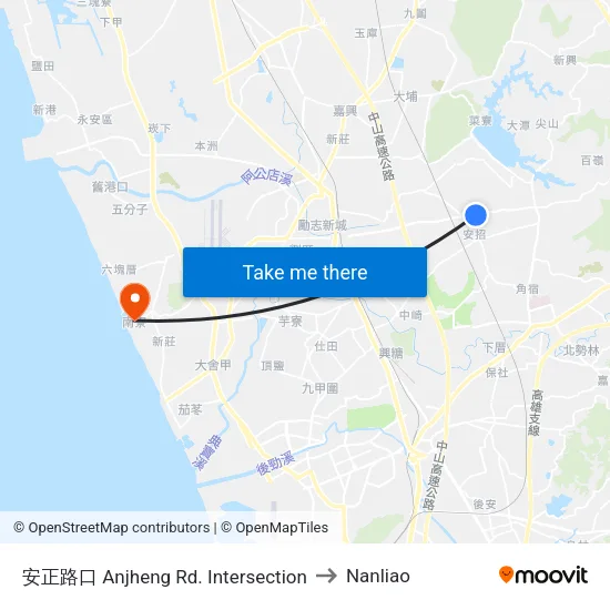 安正路口 Anjheng Rd. Intersection to Nanliao map