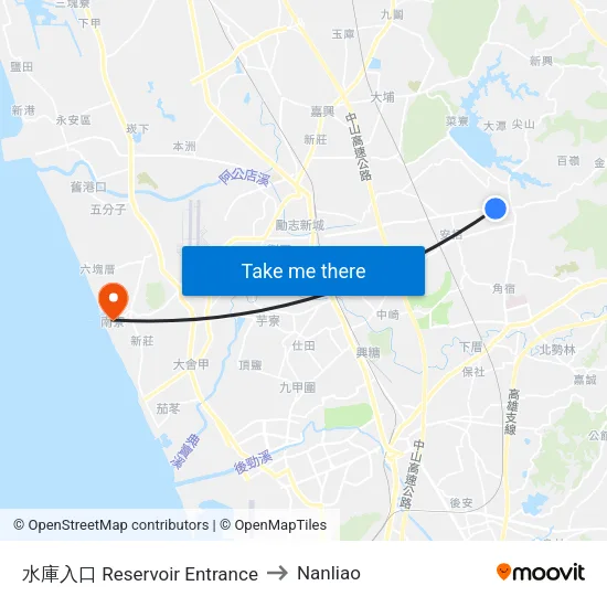 水庫入口 Reservoir Entrance to Nanliao map