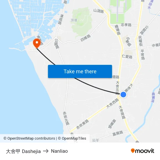 大舍甲 Dashejia to Nanliao map