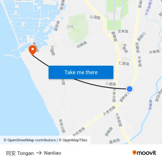 同安 Tongan to Nanliao map