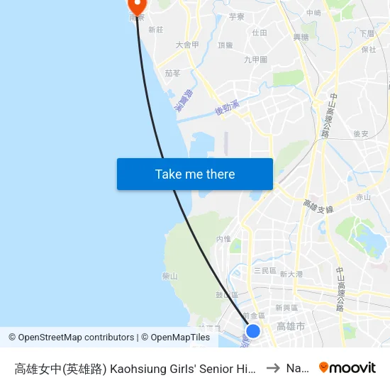 高雄女中(英雄路) Kaohsiung Girls' Senior High School(Yingsyong Rd.) to Nanliao map