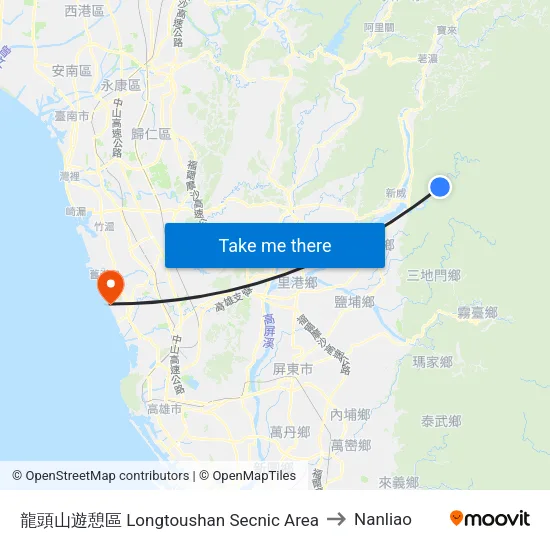 龍頭山遊憩區 Longtoushan Secnic Area to Nanliao map