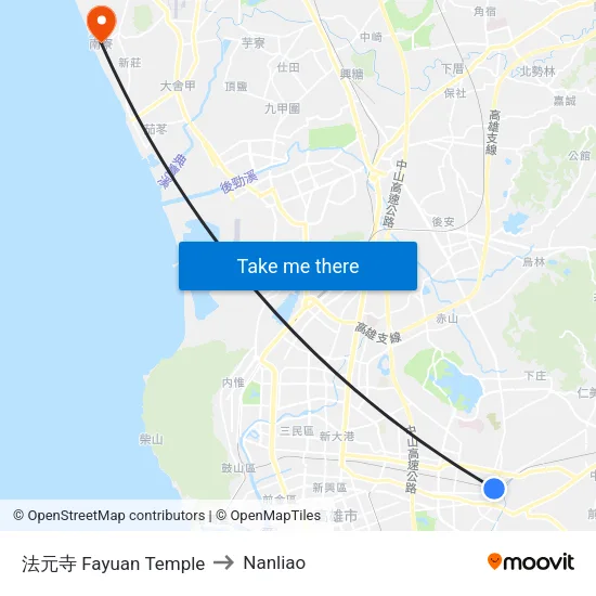 法元寺 Fayuan Temple to Nanliao map